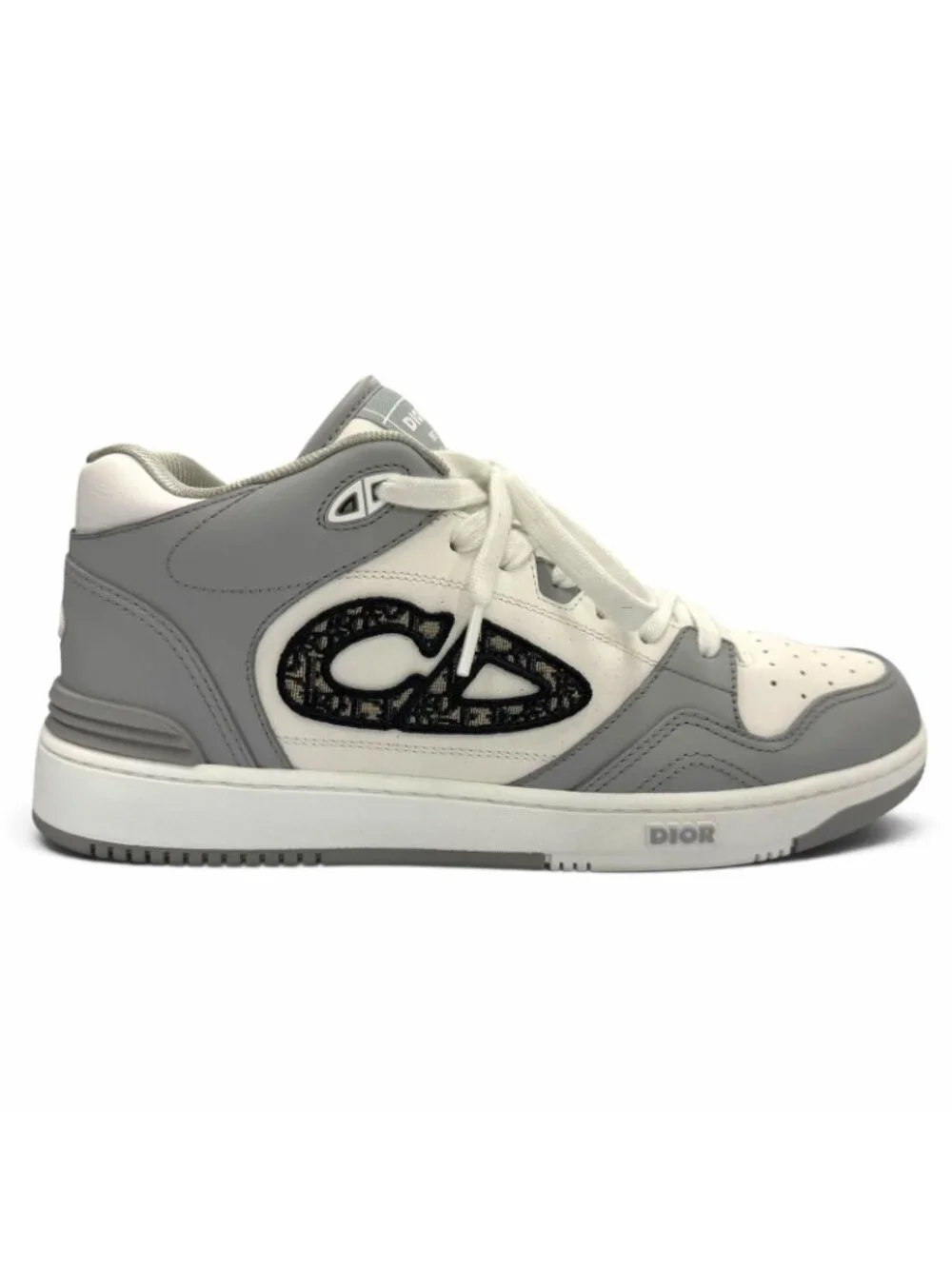 Dior Homme Leather Oblique High Top Sneakers Gray White